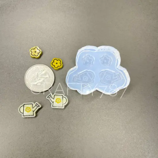 Mini Flower & Water Stud Earring Silicone Mold (B13) {4}