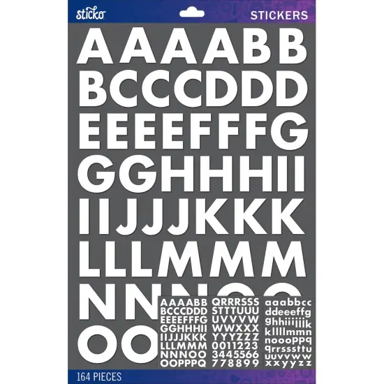 Multipack of 6 - Sticko Alphabet Stickers-White Futura Bold Large {2}