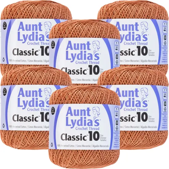 Multipack of 6 - Aunt Lydia's Classic Crochet Thread Size 10-Copper Mist {1}