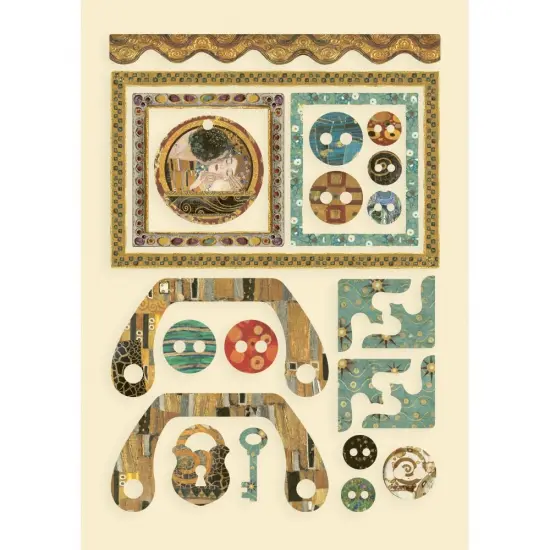 Stamperia Wooden Shapes A5-Frames & Buttons, Klimt {1}