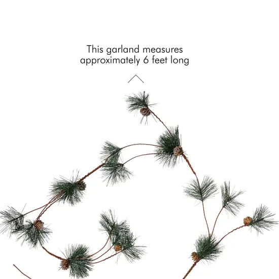 Ornativity Pinecone and Needles Garland - Pine Needles and Pinecone Rustic Holiday Christmas Tree Natural Garland Decorations &ndash; 6 Ft {5}
