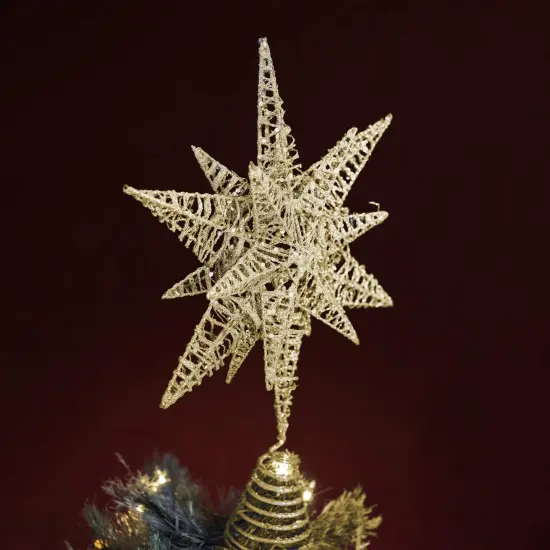 Ornativity Gold Star Tree Topper &ndash; Christmas Gold 3D Glitter Star Ornament Treetop Decoration for Large Tree {3}
