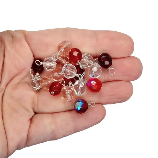 Fire-Polished Bead Charms, 10 pieces Valentines Day Mix, 8mm Faceted Dangles, Adorabilities {2}