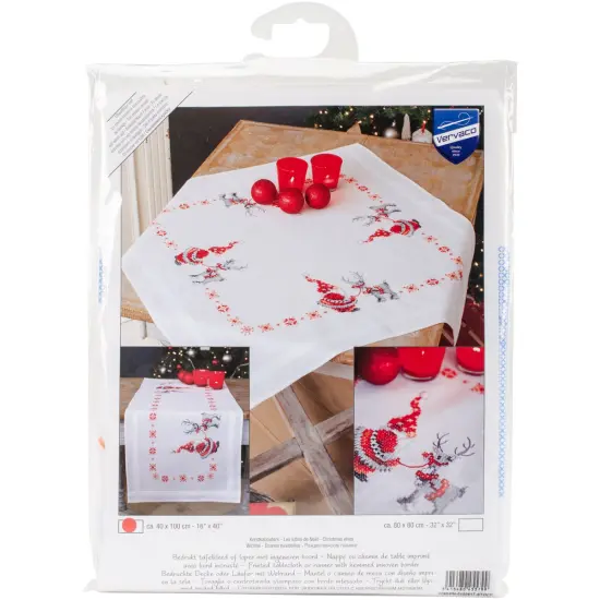 Vervaco Stamped Table Runner Cross Stitch Kit 16"X40"-Christmas Elves {1}