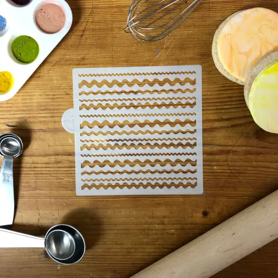 RIC Rac Cookie & Craft Stencil | CM103 by Designer Stencils | Cookie Decorating Tools | Baking Stencils for Royal Icing, Airbrush, Dusting Powder | Craft Stencils for Canvas, Paper, Wood | Reusable Food Grade Stencil {2}