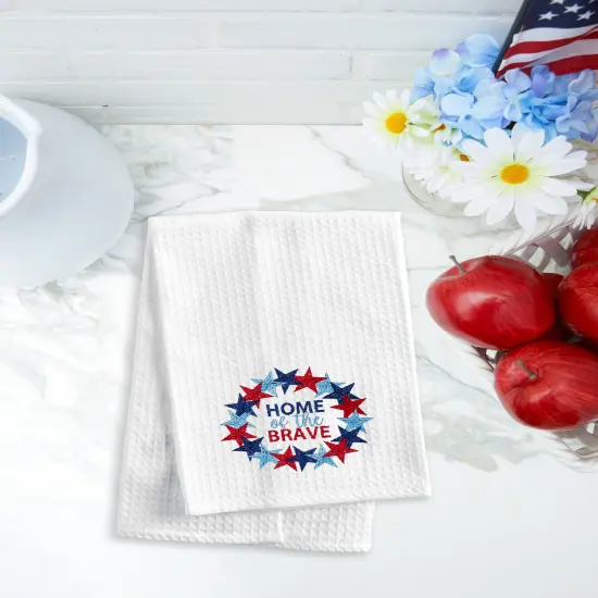 Home Of The Brave Wreath Cotton Kitchen Towel {3}