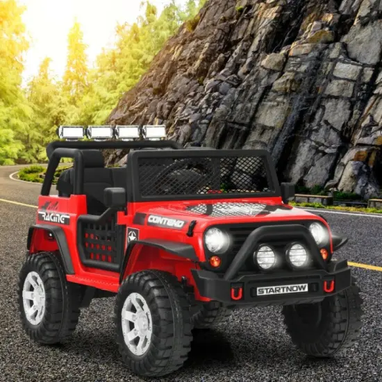 12V Kids Remote Control Electric Ride On Truck Car with Lights and Music Red {4}