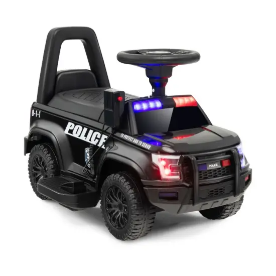 6V Kids Ride On Police Car with Real Megaphone and Siren Flashing Lights White {9}