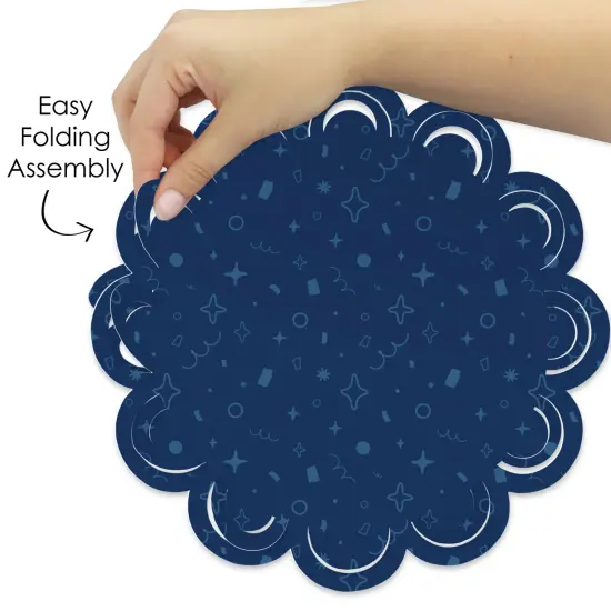 Big Dot of Happiness Navy Confetti Stars - Simple Party Round Table Decorations - Paper Chargers - Place Setting For 12 {6}