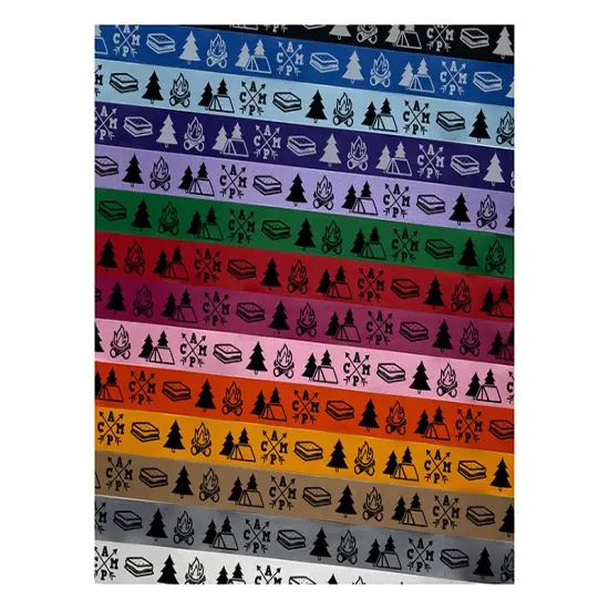 Camping Border Pine Tree Smores Campfire Tent Woods Satin Ribbon Bows Gift Wrapping - 1" - 3 Yards White Ribbon {1}