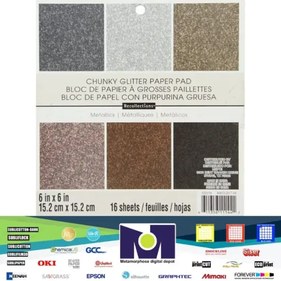 DCWV&reg;️ PAPER PAD GLITTER METALLICS - 6 X 6 - (16 SHEETS) PS-006-00099 {1}