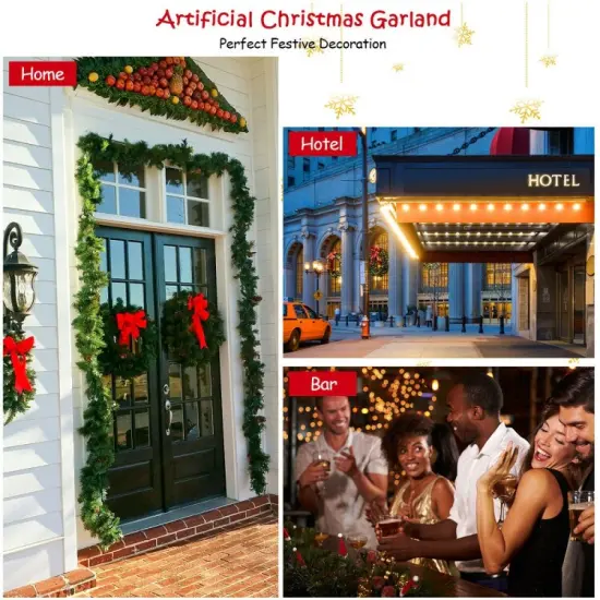 9 Feet Pre-Lit Artificial Christmas Garland with LED Lights {6}