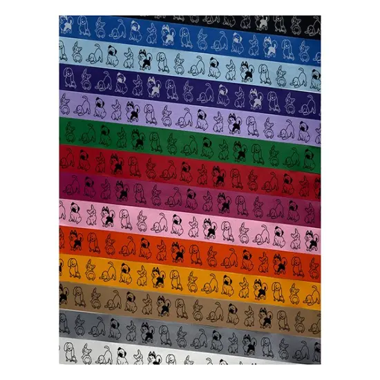Chibi Lineup of Dogs Border Satin Ribbon for Bows Gift Wrapping - 1" - 3 Yards Black Ribbon {1}