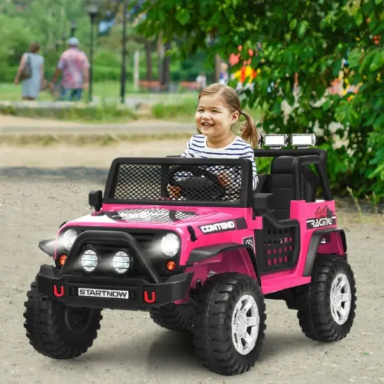 12V Kids Remote Control Electric Ride On Truck Car with Lights and Music Pink {6}