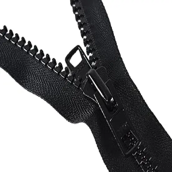 96" Vislon Zipper - YKK #10 Molded Extra-Heavy Separating - Metal Pull - 580 Black (1 Zipper/Pack) {1}