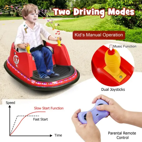 Kids Ride On Bumper Car with Remote Control Ideal Gift for Special Occasions Red {6}