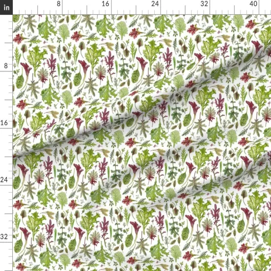 Various Fabrics by the Yard or Fat Quarter Microgreens Lettuce Leaves Spinach Salad Kitchen Picnic Custom Printed Fabric by Spoonflower {1}