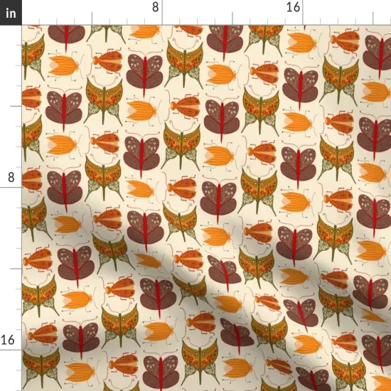Various Fabrics by the Yard or Fat Quarter Abstract Bug Boho Botanical Butterfly Beetle Folk Art Custom Printed Fabric by Spoonflower {2}