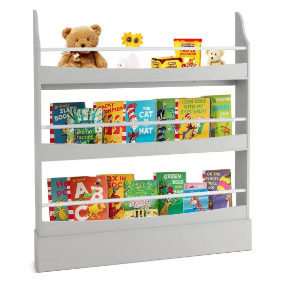 45 Inch Space Saving Kids Bookshelf with 3 Tier Storage shelf Perfect for Living Room or Classroom White {7}