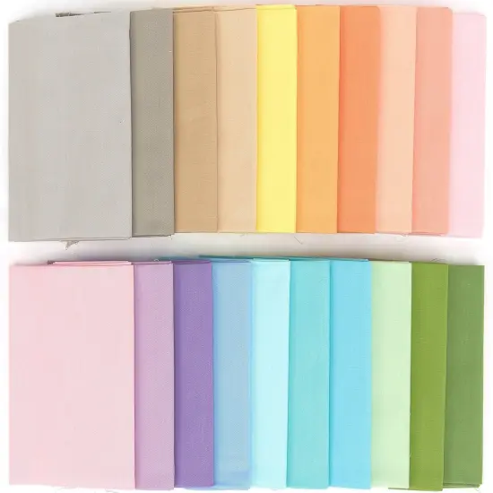 20 Fat Quarter Bundle -100% Cotton | Pure Solids | Pastel Mix - 20 Colors | Quilting & Crafting Soft Fabric | Gift Set {5}