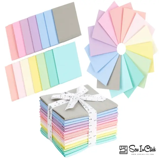 Fat Quarter Bundle -100% Cotton | Pastel Mix l Mix - 14 Colors | Quilting & Crafting Fabric |Special Gift {2}