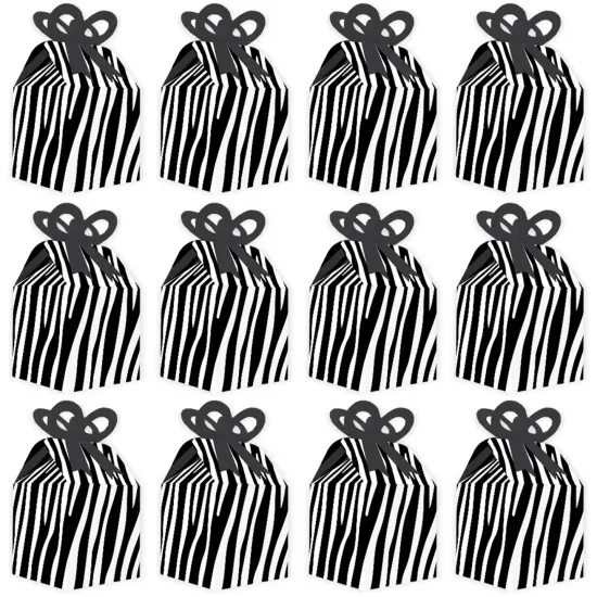 Big Dot of Happiness Zebra Print - Square Favor Gift Boxes - Safari Party Bow Boxes - Set of 12 {6}