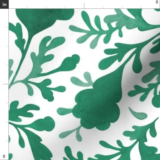 Various Fabrics by the Yard or Fat Quarter Botanical Floral Jade Green White Vintage Emerald Large Scale Custom Printed Fabric by Spoonflower {4}