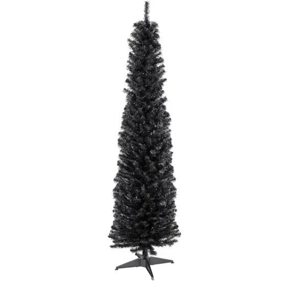 Northlight 6' Charcoal Brown Iridescent Slim Artificial Tinsel Halloween Tree, Unlit {1}