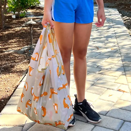 Wrapables JoliBag Collection Reusable Shopping Bag (Set of 2) Lounging Foxes {6}