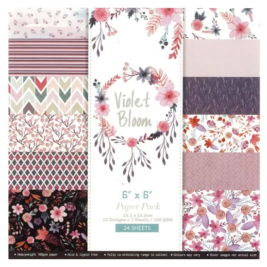 Wrapables 6x6 Decorative Single-Sided Scrapbook Paper for Arts & Crafts Projects, Scrapbooking, Card-Making Purple Floral {2}