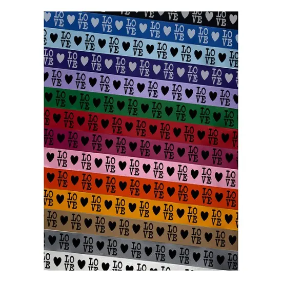 Love Text Stacked Satin Ribbon for Bows Gift Wrapping DIY Craft Projects - 1" - 3 Yards Orange Ribbon {1}