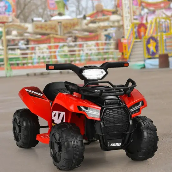 Multi-Functional 6V Kids Electric Ride On Car with LED Head Light and Charging Hole Red {6}