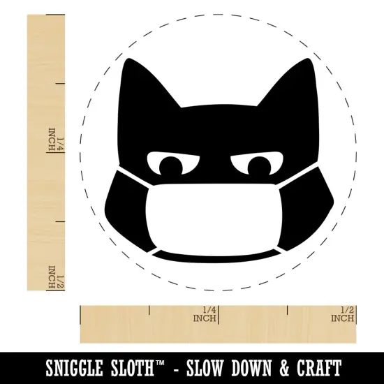 Judgmental Cat Wearing Mask Self-Inking Rubber Stamp for Stamping Crafting Planners Green {1}