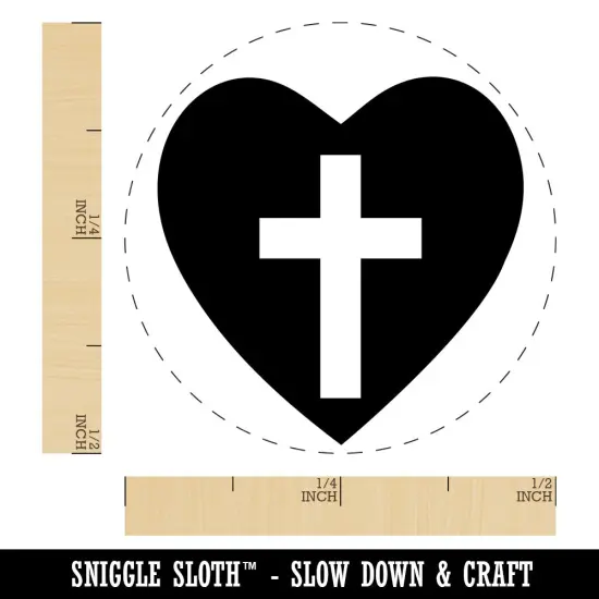 Cross in Heart Christian Self-Inking Rubber Stamp for Stamping Crafting Planners Lime Green {1}