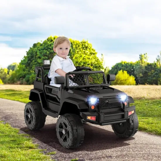 Kids Electric Ride-On Truck with Remote, Music and Safety Features Black {4}