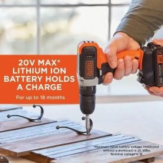BLACK+DECKER 20V MAX* Cordless Drill With 28-Piece Home Project Kit (BCKSB29C1) {4}
