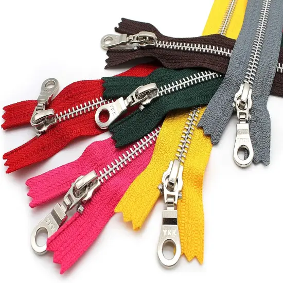 YKK 7" #5 Aluminum Closed Bottom Zippers with Fancy Donut Pulls - Assortment of Seasonal Colors (6 Pcs per Pack) {1}