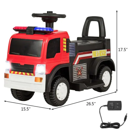 Kids 6V Battery Powered Electric Ride On Fire Truck {4}