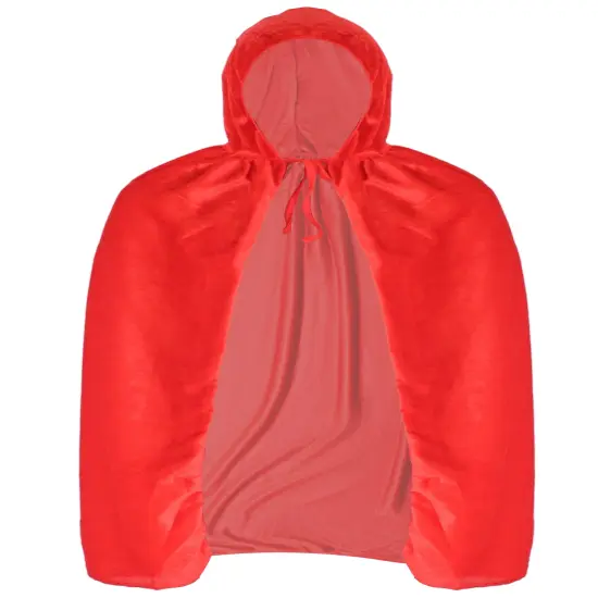 Red Kids Velvet Hooded Cape - Superhero Halloween Costume Cloak with Hood {2}