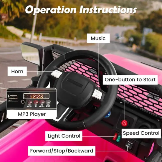 Kids Electric Ride-On Truck with Remote, Music and Safety Features Pink {5}