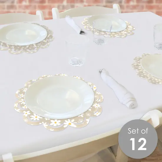 Big Dot of Happiness Tan Daisy Flowers - Floral Party Round Table Decorations - Paper Chargers - Place Setting For 12 {3}