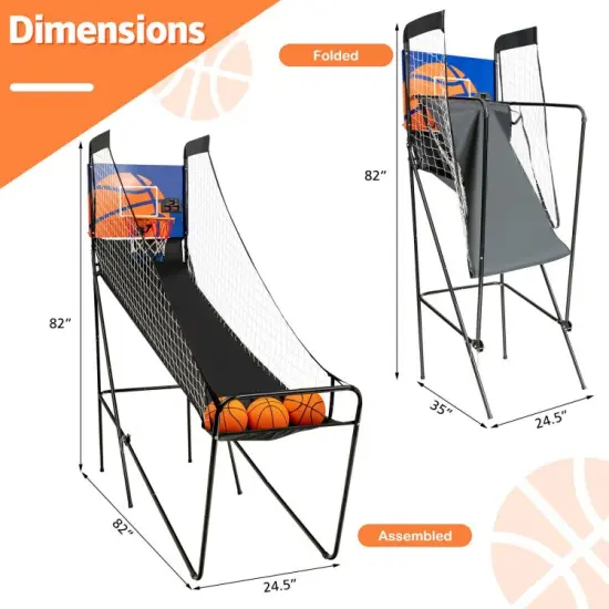 Foldable Single Shot Basketball Arcade Game with Electronic Scorer and Basketballs {2}