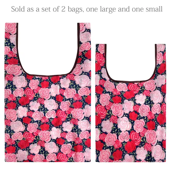 Wrapables JoliBag Collection Reusable Shopping Bag (Set of 2) Pink Roses {3}