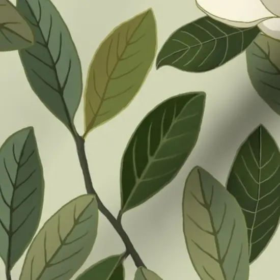 Various Fabrics by the Yard or Fat Quarter Magnolia Blooms Green White Flowers Botanical Floral Custom Printed Fabric by Spoonflower {7}