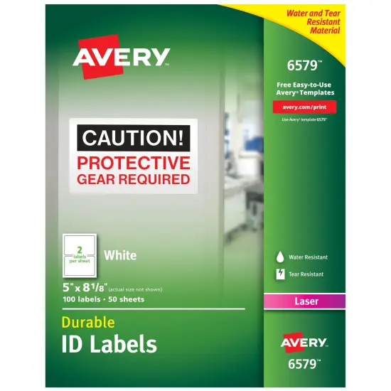Avery Permanent Durable ID Labels, TrueBlock, 5" x 8-1/8", Matte White, 100 Labels (6579) {1}