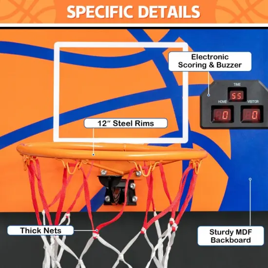 Foldable Single Shot Basketball Arcade Game with Electronic Scorer and Basketballs {6}