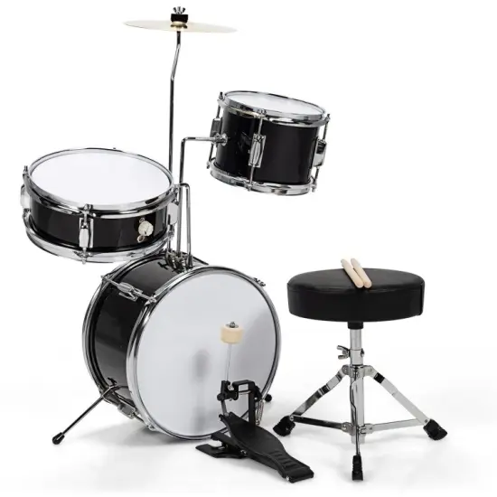 Junior Drum Set with 5 Drums Black {8}