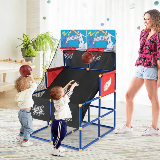 Kids Arcade Basketball Game Set with 4 Basketballs and Ball Pump {3}