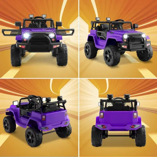 Kids Electric Ride-On Truck with Remote, Music and Safety Features Purple {5}