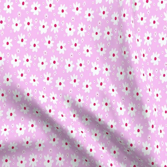 Various Fabrics by the Yard or Fat Quarter Bright Pink Daisy Small Scale Floral Y2K Retro Bubblegum Whimsical Wildflowers Custom Printed Fabric by Spoonflower {5}